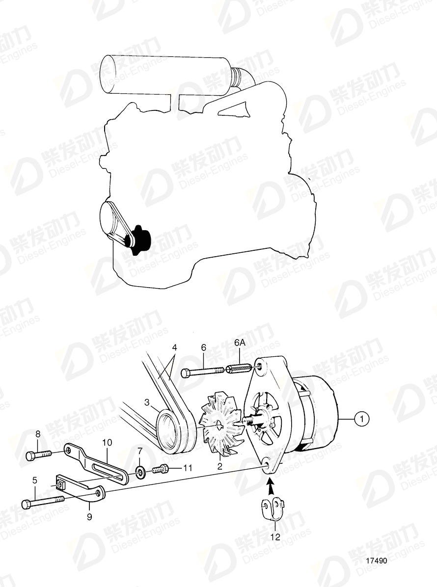 volvo penta Alternator 1624090 Drawing volvo penta Alternator 1624090 Drawing